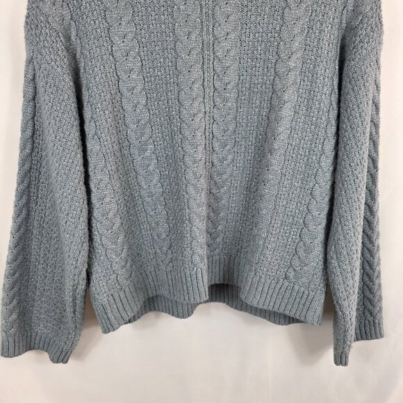 Tahari Cable Knit Crewneck Blue Sweater Women's Size Large - Picture 4 of 11